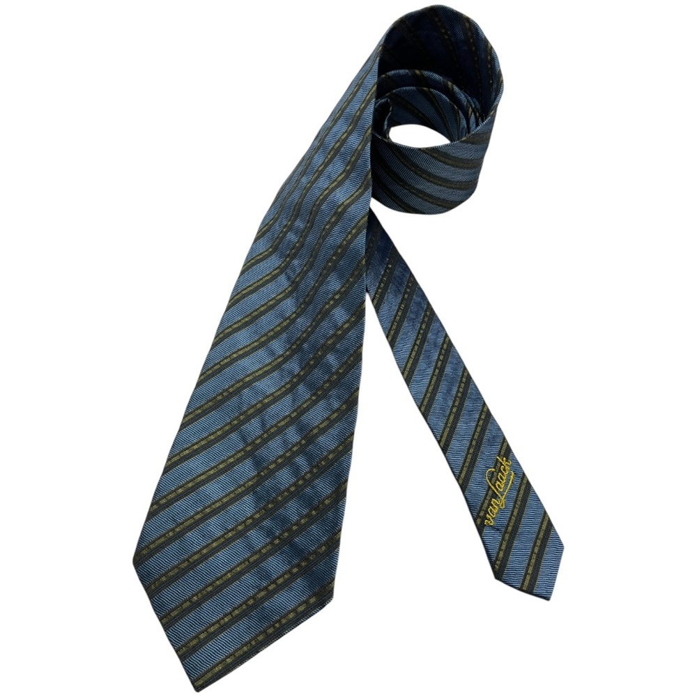 VAN LAACK Blue Striped Silk DESIGNER Tie GERMANY